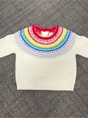 GAP Cream Sweater with Rainbow Fair Isle Yoke
